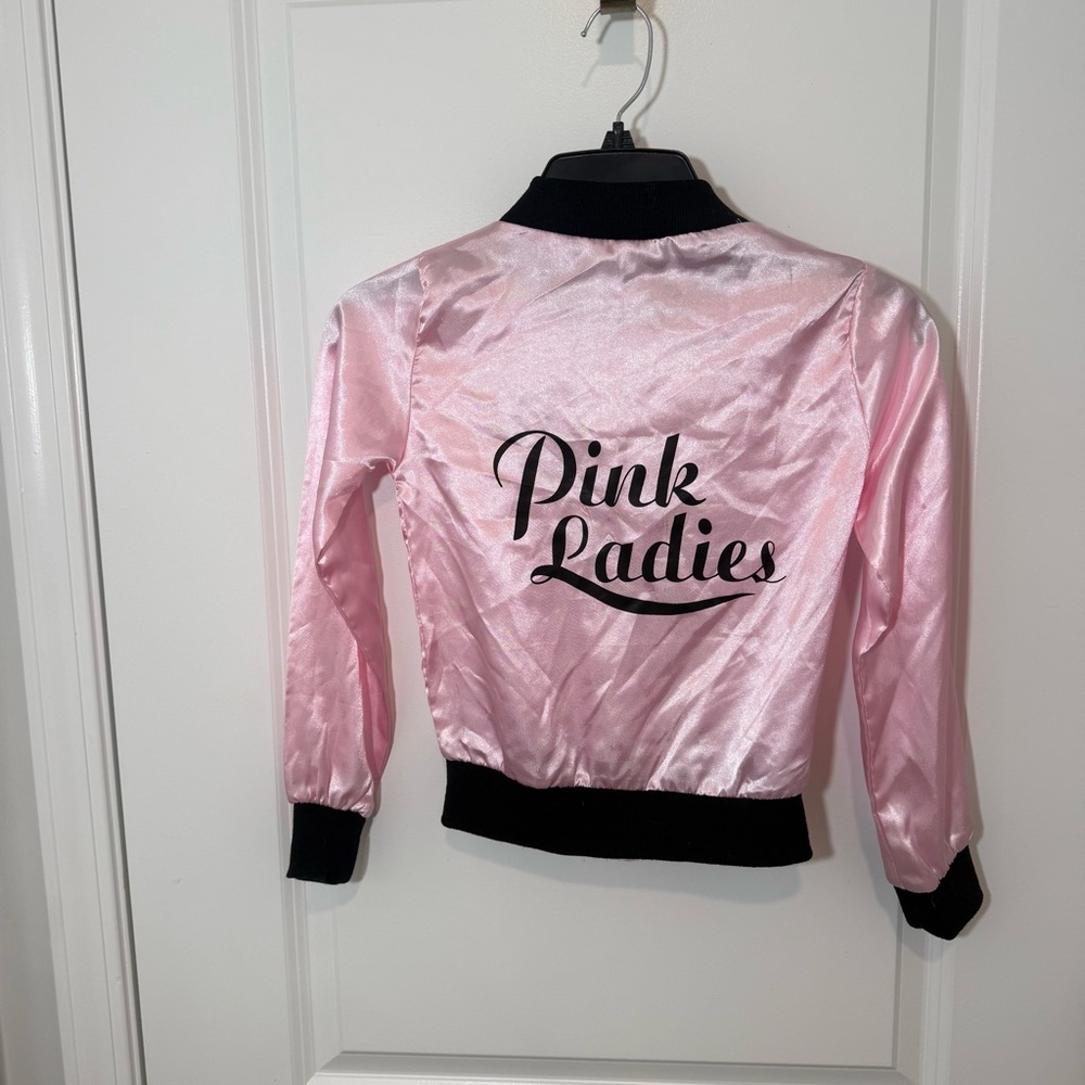 Pink Ladies Satin Bomber Jacket Grease Movie Girls sz: S